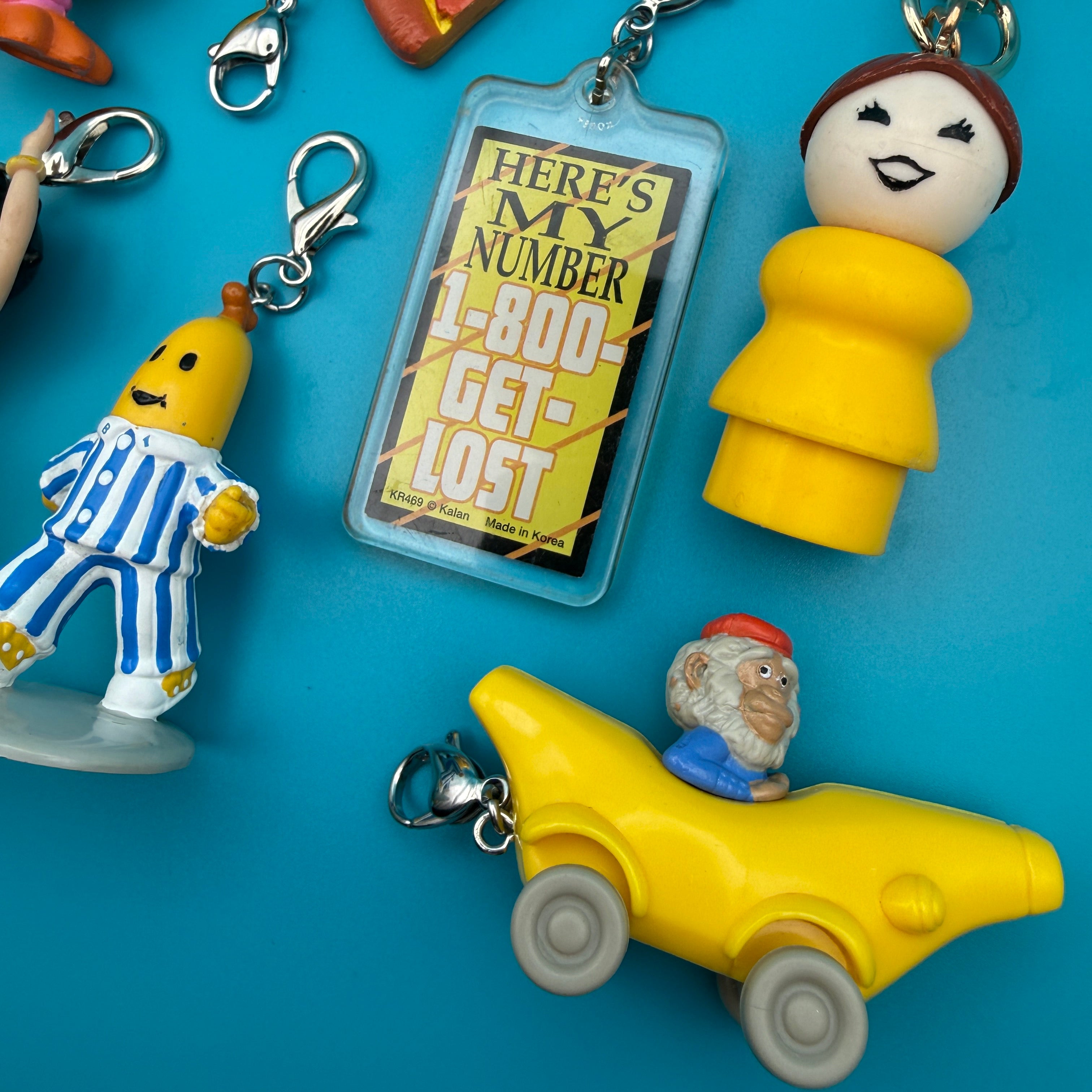 1970s- Yellow Toy    Collection -  vintage keychain vintage charms for bag nostalgia vintage keychains y2k collectible - Bag Crap