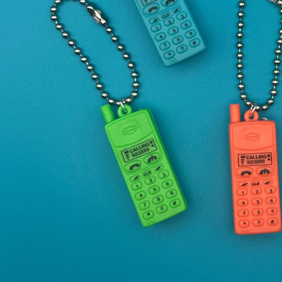 Retro Neon Plastic Mini Cell Phone -  vintage keychain vintage charms for bag nostalgia vintage keychains y2k collectible - Bag Crap