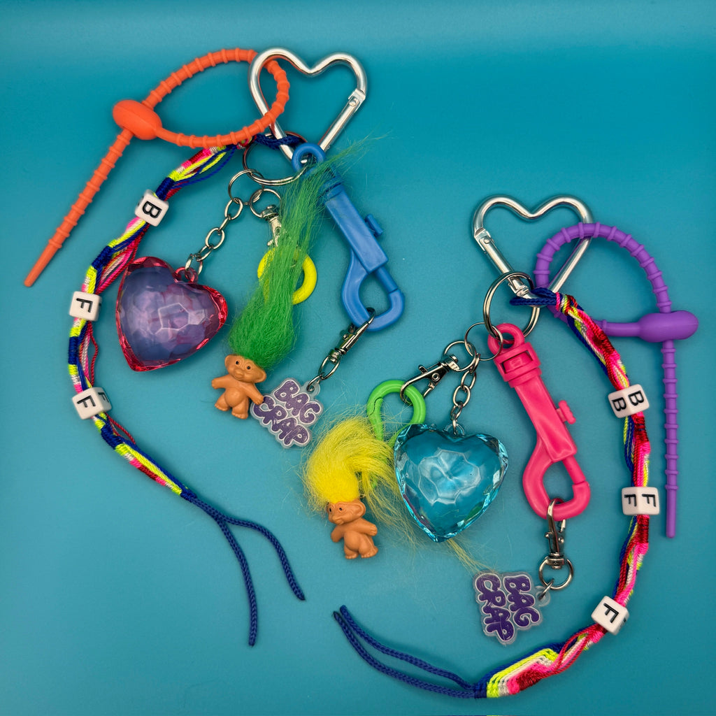2 Pc Set: BFF Trolls Keychain Bag Charm Packs