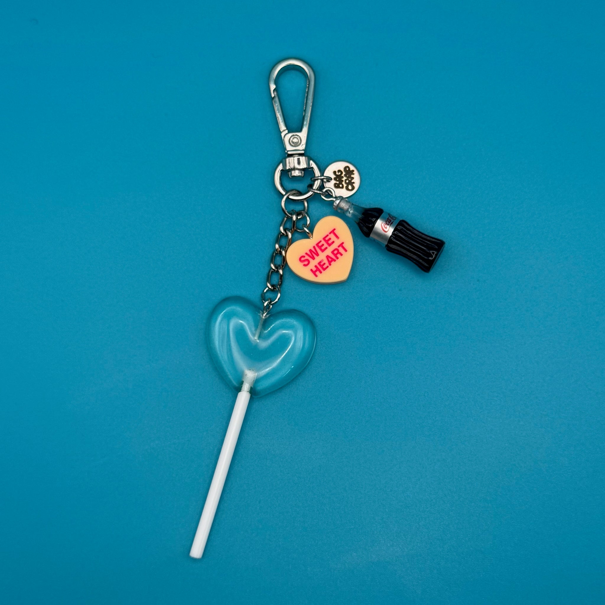 Diet Coke + Heart Lollipop Silver - vintage bag charm packs nostalgia vintage y2k vintage keychain vintage charms for bag nostalgia vintage keychains y2k collectible - Bag Crap