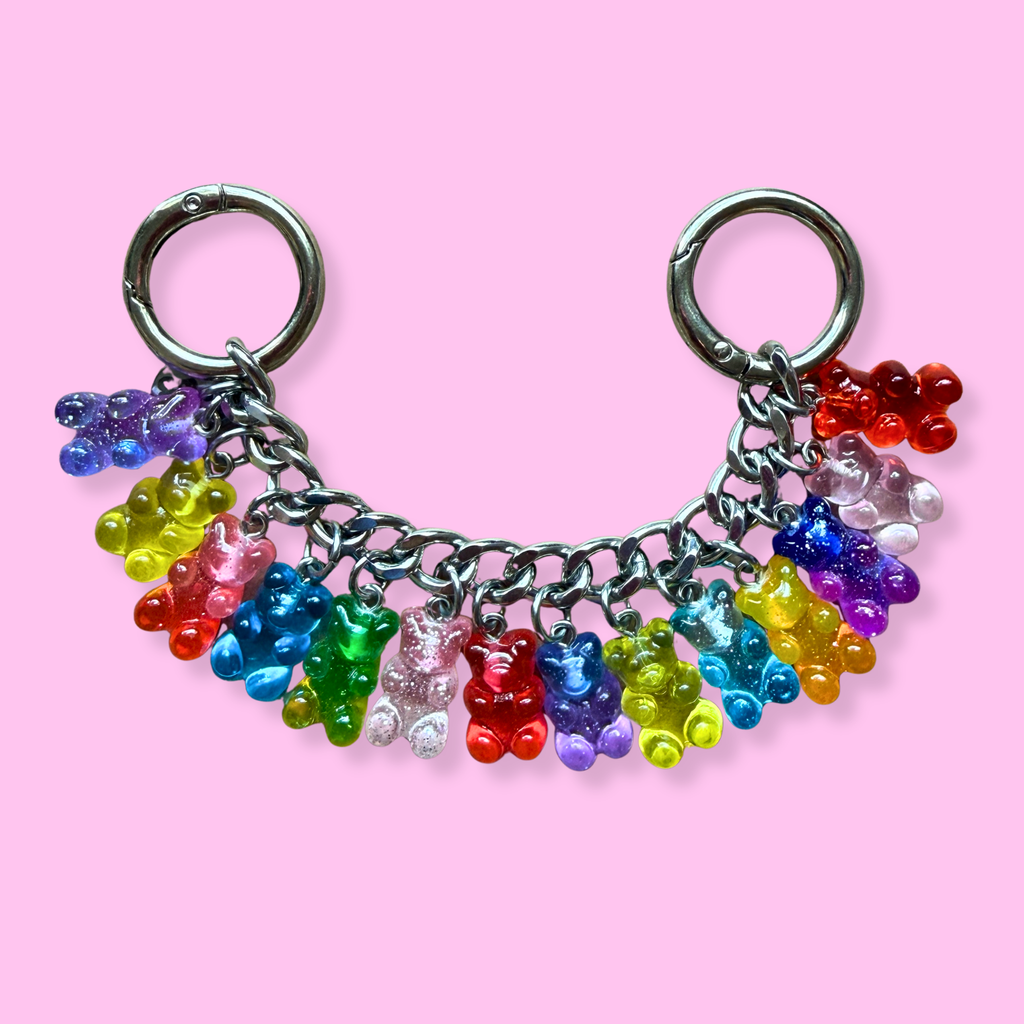 Short Stack Gummy Bear Candy Bag Chain - Silver