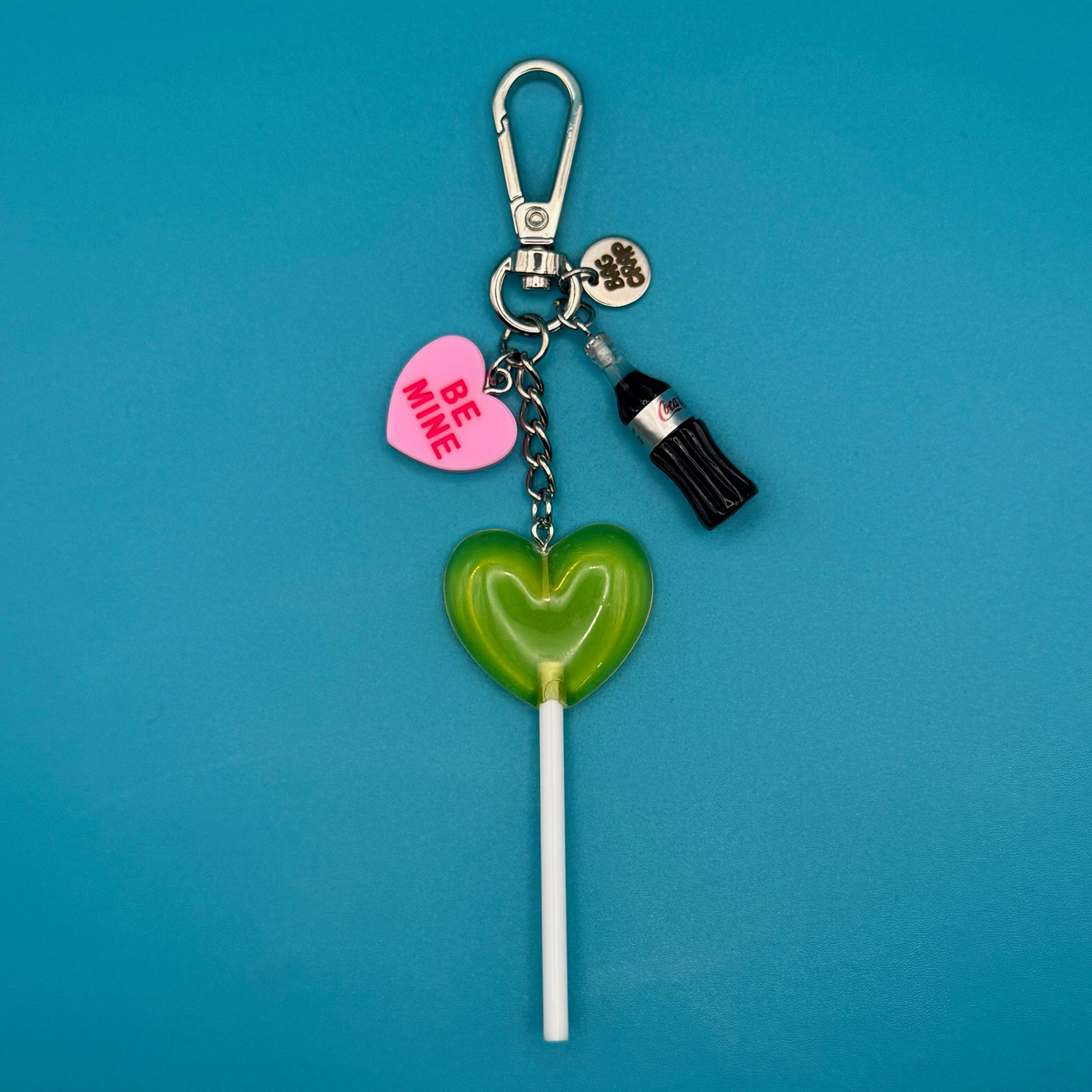 Diet Coke + Heart Lollipop Silver - vintage bag charm packs nostalgia vintage y2k vintage keychain vintage charms for bag nostalgia vintage keychains y2k collectible - Bag Crap