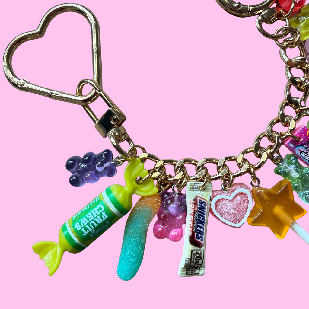1:1 Candy Stacked Bag Charm Chain - Green/Gold