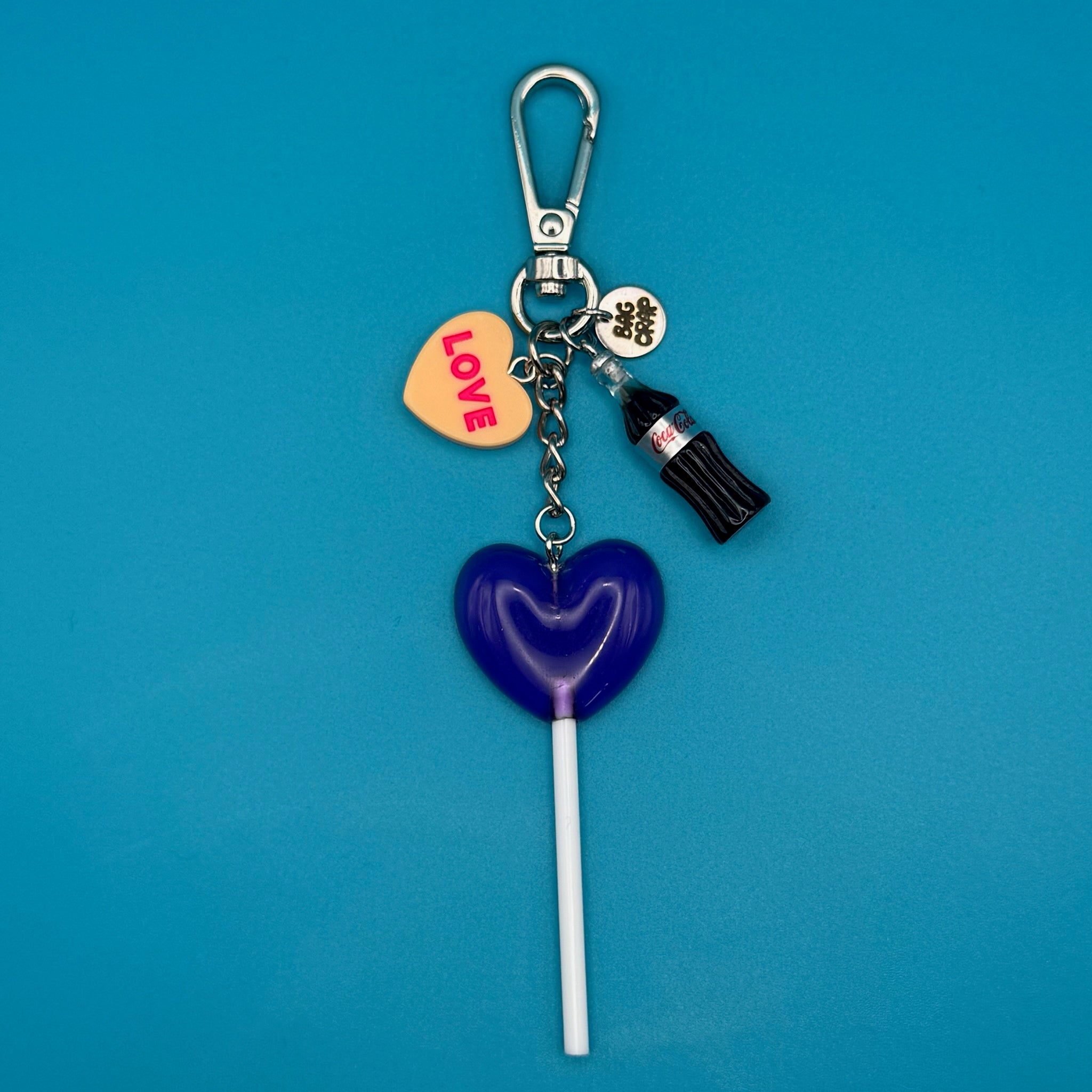 Diet Coke + Heart Lollipop Silver - vintage bag charm packs nostalgia vintage y2k vintage keychain vintage charms for bag nostalgia vintage keychains y2k collectible - Bag Crap