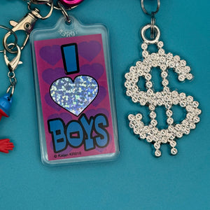'I HEART BOYS'  Pack - vintage bag charm packs nostalgia vintage y2k vintage keychain vintage charms for bag nostalgia vintage keychains y2k collectible - Bag Crap