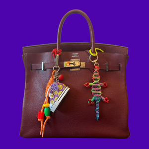 Small Bead Buddy Lizard   - Neon Blue and Red -  vintage keychain vintage charms for bag nostalgia vintage keychains y2k collectible - Bag Crap