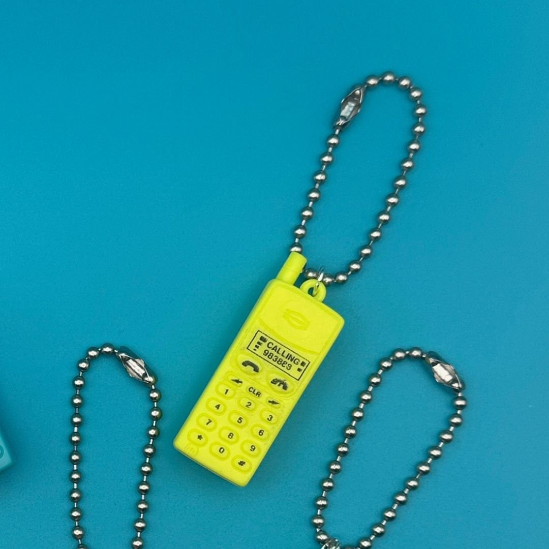Retro Neon Plastic Mini Cell Phone -  vintage keychain vintage charms for bag nostalgia vintage keychains y2k collectible - Bag Crap
