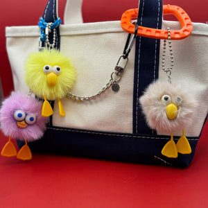 Little Birdie Pom Pom  s -  vintage keychain vintage charms for bag nostalgia vintage keychains y2k collectible - Bag Crap