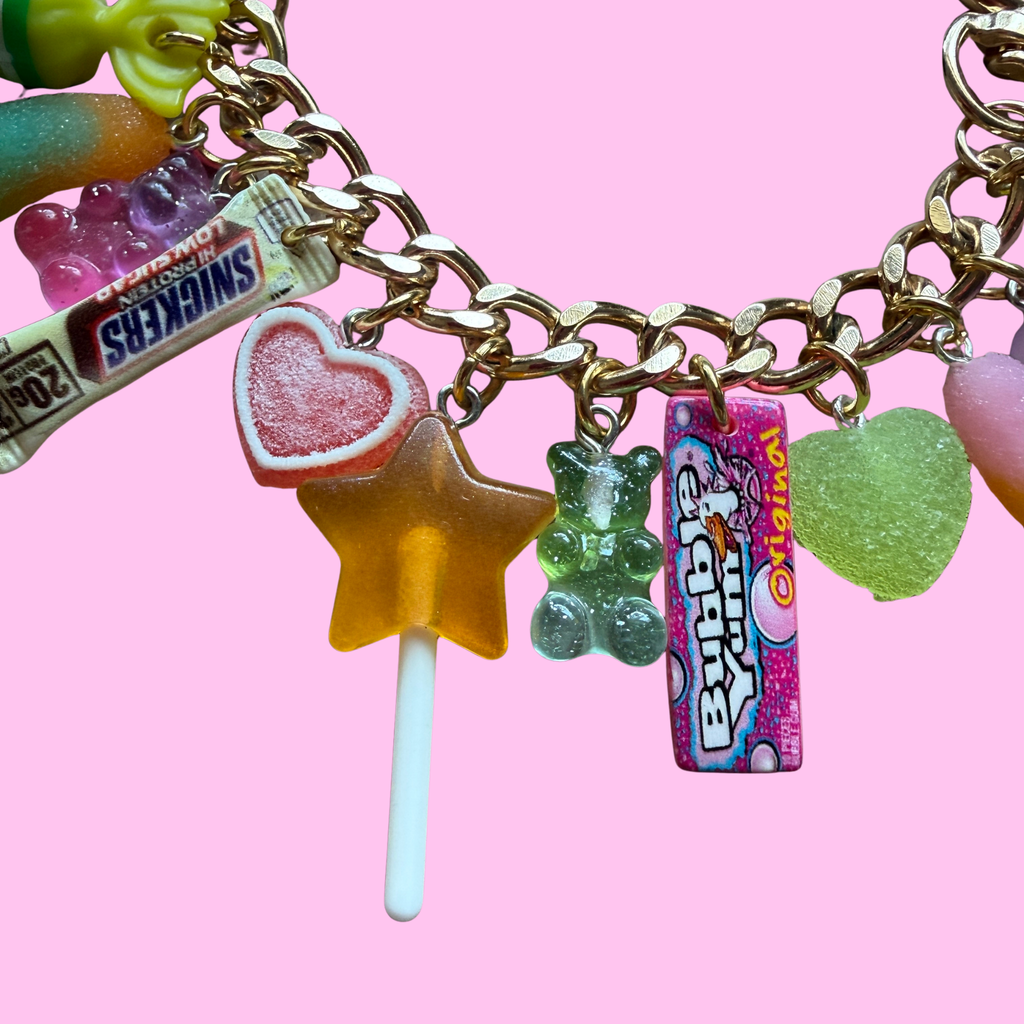 1:1 Candy Stacked Bag Charm Chain - Green/Gold