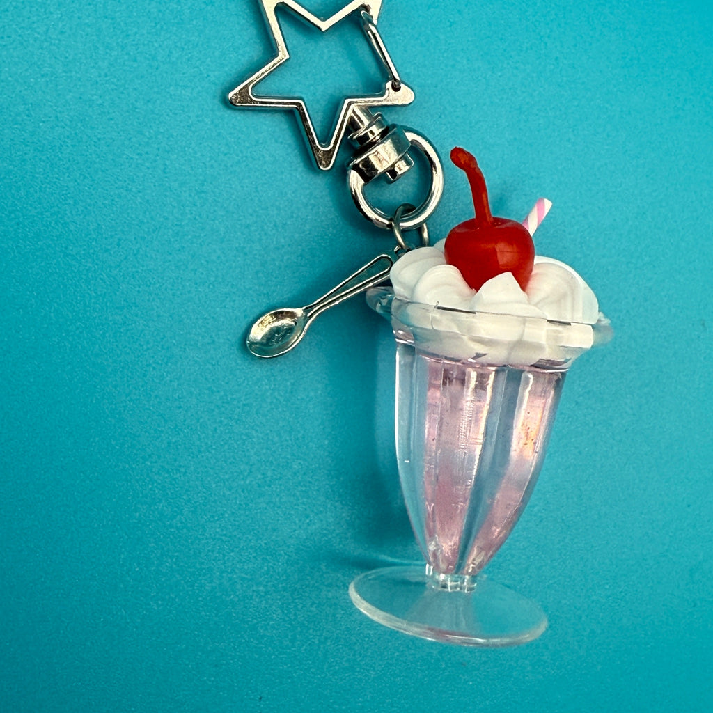 Retro Cherry Milkshake Bag Charm