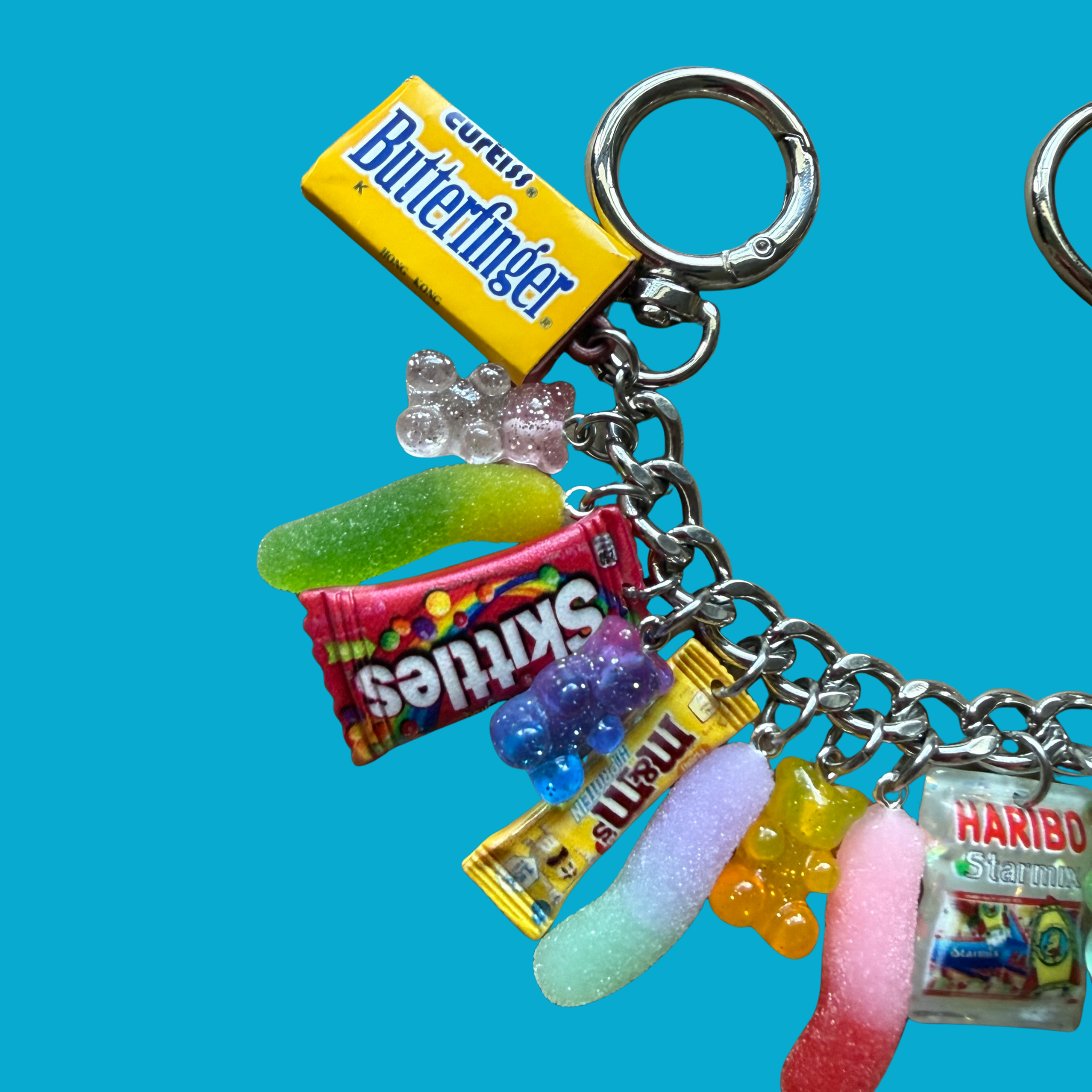 1:1 Stacked Candy   Chain - Butterfinger/Silver - vintage bag charm chains silver nostalgia vintage y2k vintage keychain vintage charms for bag nostalgia vintage keychains y2k collectible - Bag Crap