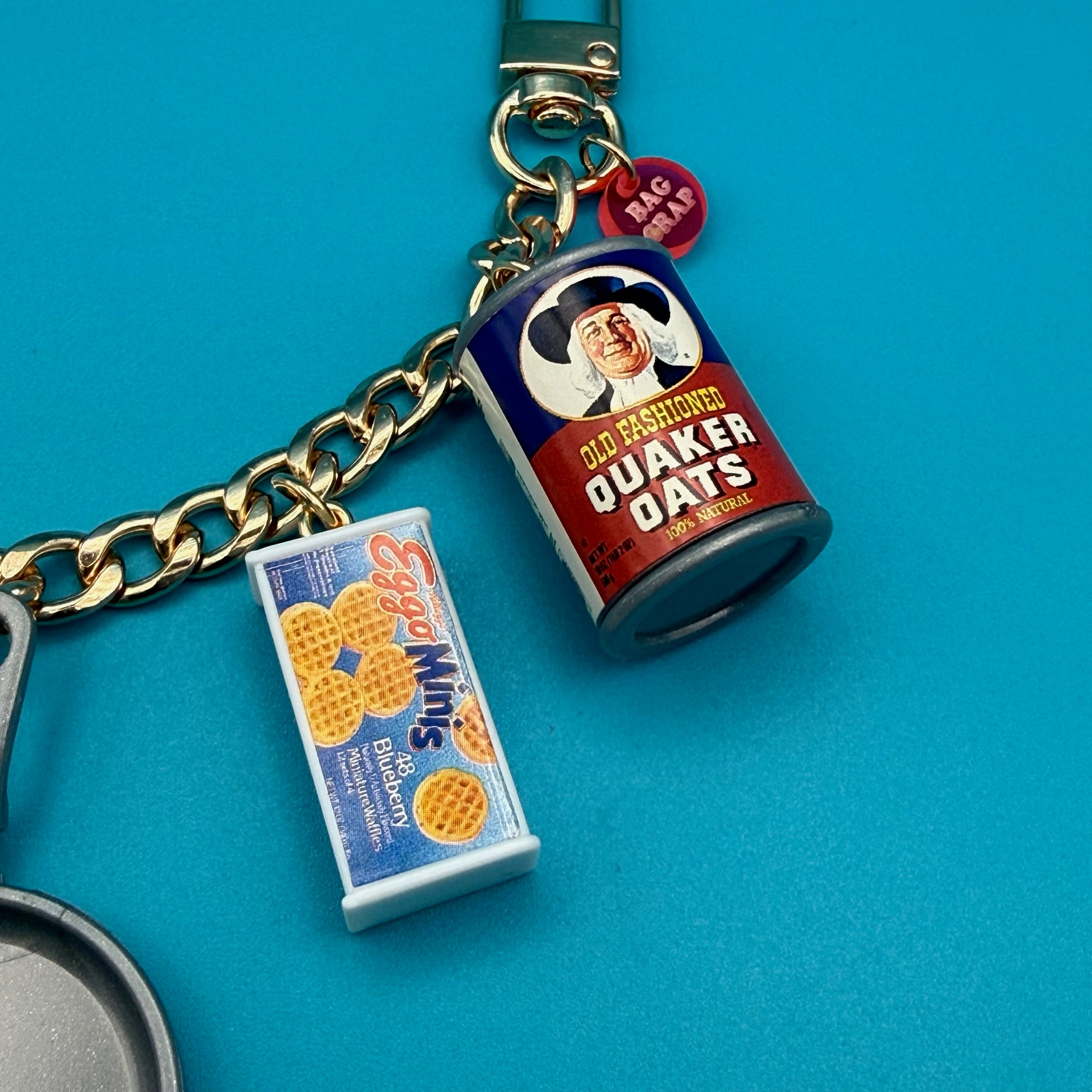 ‘90s Barbie Breakfast Gold   Chain - barbie doll toy pink rare vintage keychain vintage charms for bag nostalgia vintage keychains y2k collectible - Bag Crap