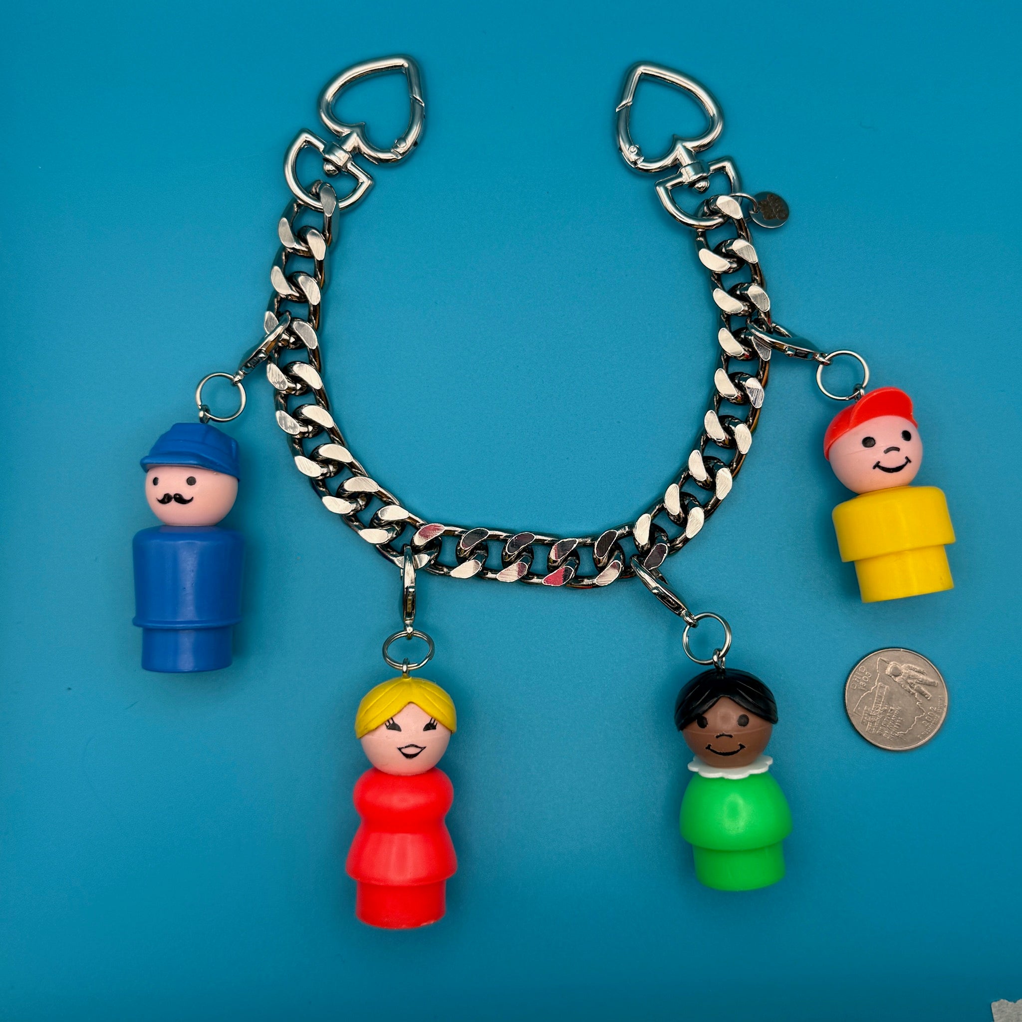1:1  Fisher Price Little People Silver   Chain - vintage bag charm chains silver nostalgia vintage y2k vintage keychain vintage charms for bag nostalgia vintage keychains y2k collectible - Bag Crap