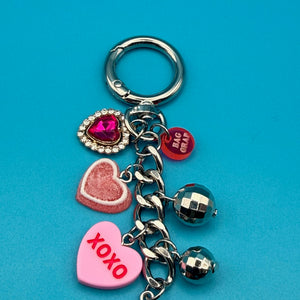 4.5' SILVER VINTAGE BAG CHARM CHAIN- GALENTINES CANDY - vintage bag charm chains silver nostalgia vintage y2k vintage keychain vintage charms for bag nostalgia vintage keychains y2k collectible - Bag Crap