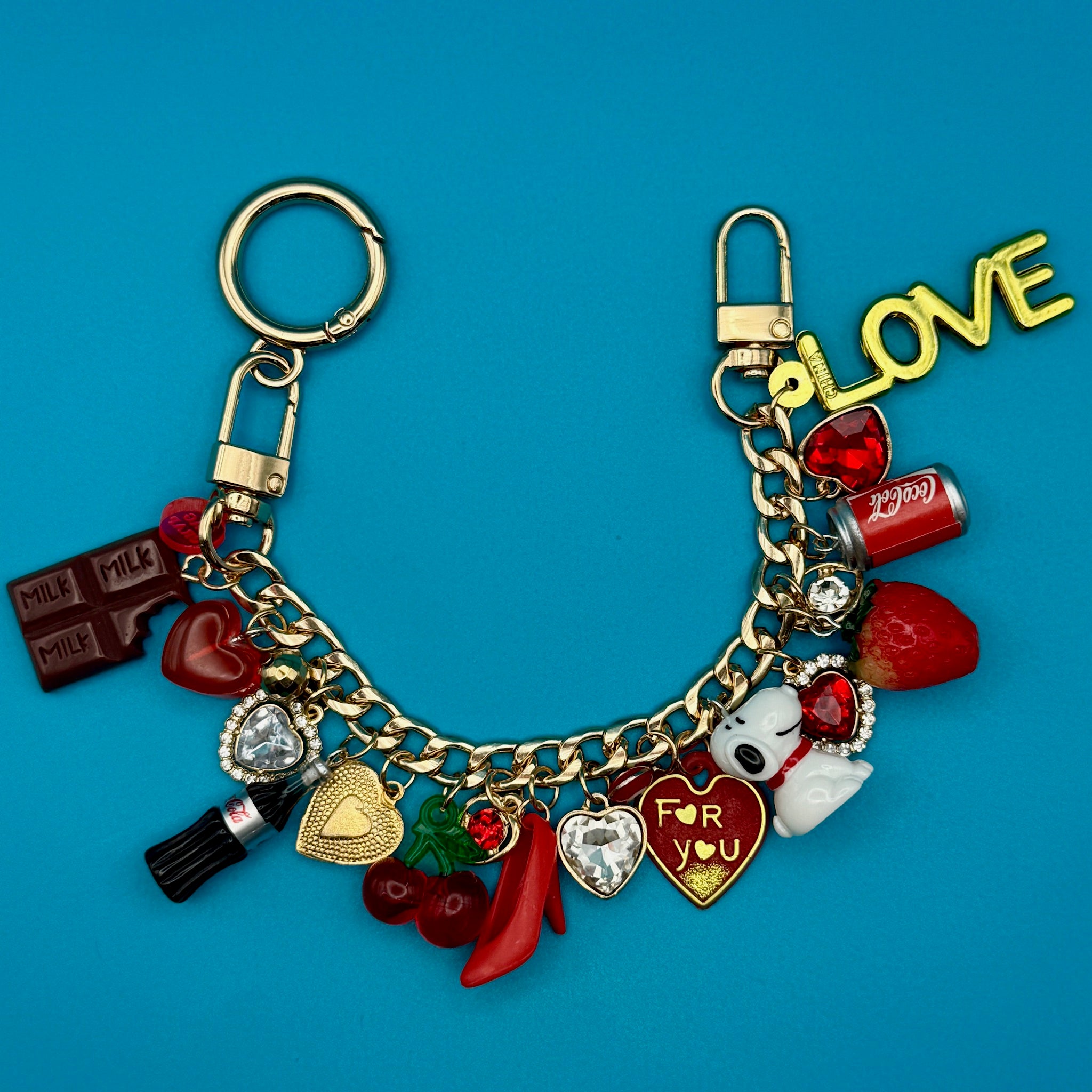 One-of-One Ultimate Valentine Gold   Chain - vintage bag charm chains silver nostalgia vintage y2k vintage keychain vintage charms for bag nostalgia vintage keychains y2k collectible - Bag Crap