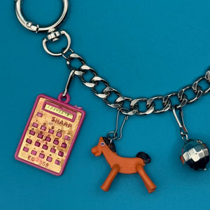 Mini Toy   Chain: Pokey & Calculator - vintage bag charm chains silver nostalgia vintage y2k vintage keychain vintage charms for bag nostalgia vintage keychains y2k collectible - Bag Crap