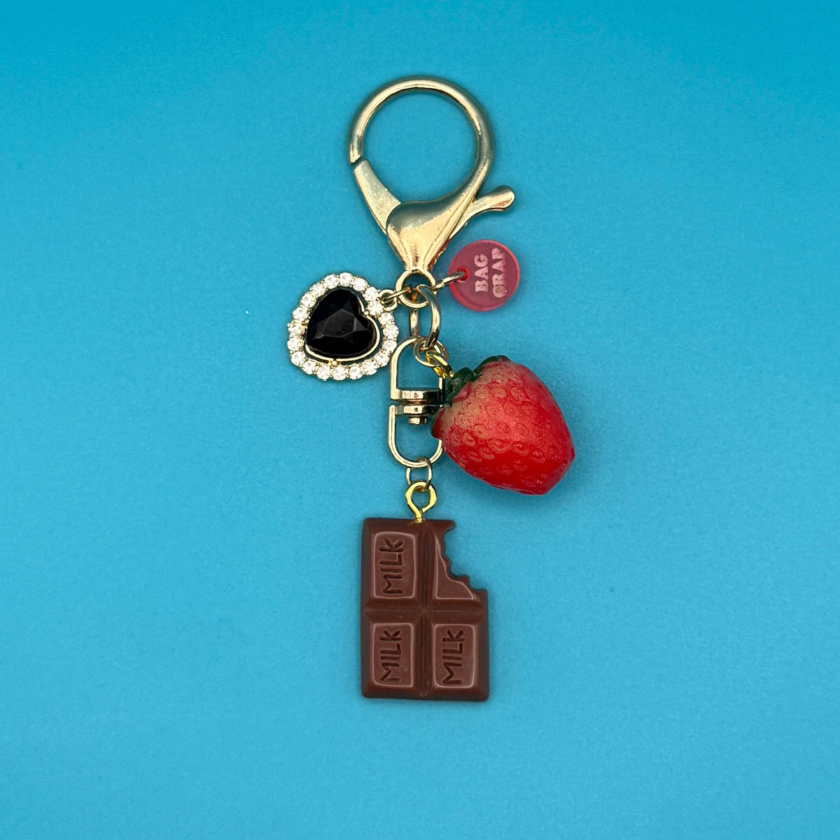 Mini Strawberry & Chocolate Gold - vintage bag charm packs nostalgia vintage y2k vintage keychain vintage charms for bag nostalgia vintage keychains y2k collectible - Bag Crap