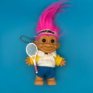 4'  90s Troll Doll  : RARE Tennis Player Troll - troll charms troll keychains vintage keychain vintage charms for bag nostalgia vintage keychains y2k collectible - Bag Crap