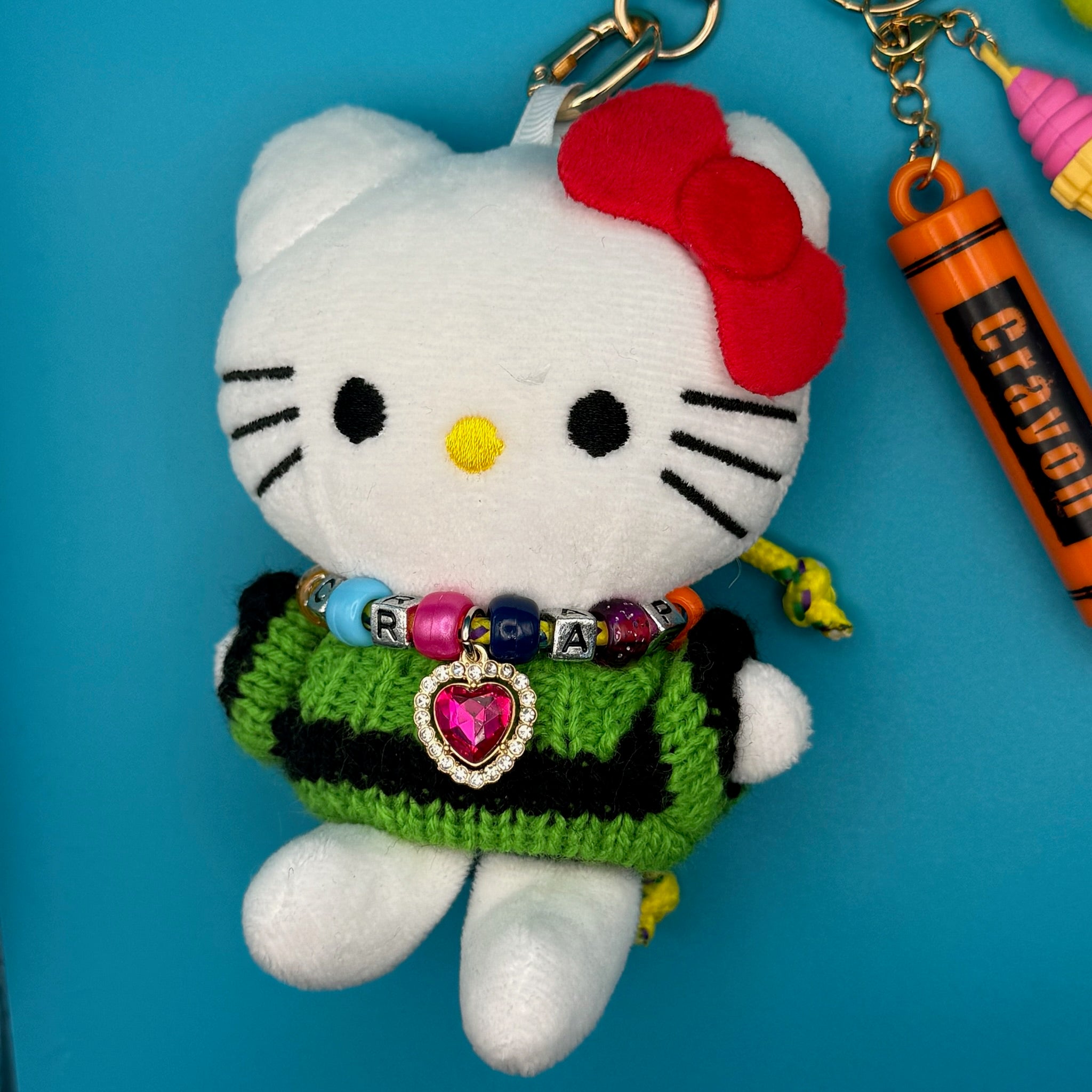Hello Kitty Sweater Plush Gold   Pack - hello kitty sanrio japan kawaii rare vintage keychain vintage charms for bag nostalgia vintage keychains y2k collectible - Bag Crap