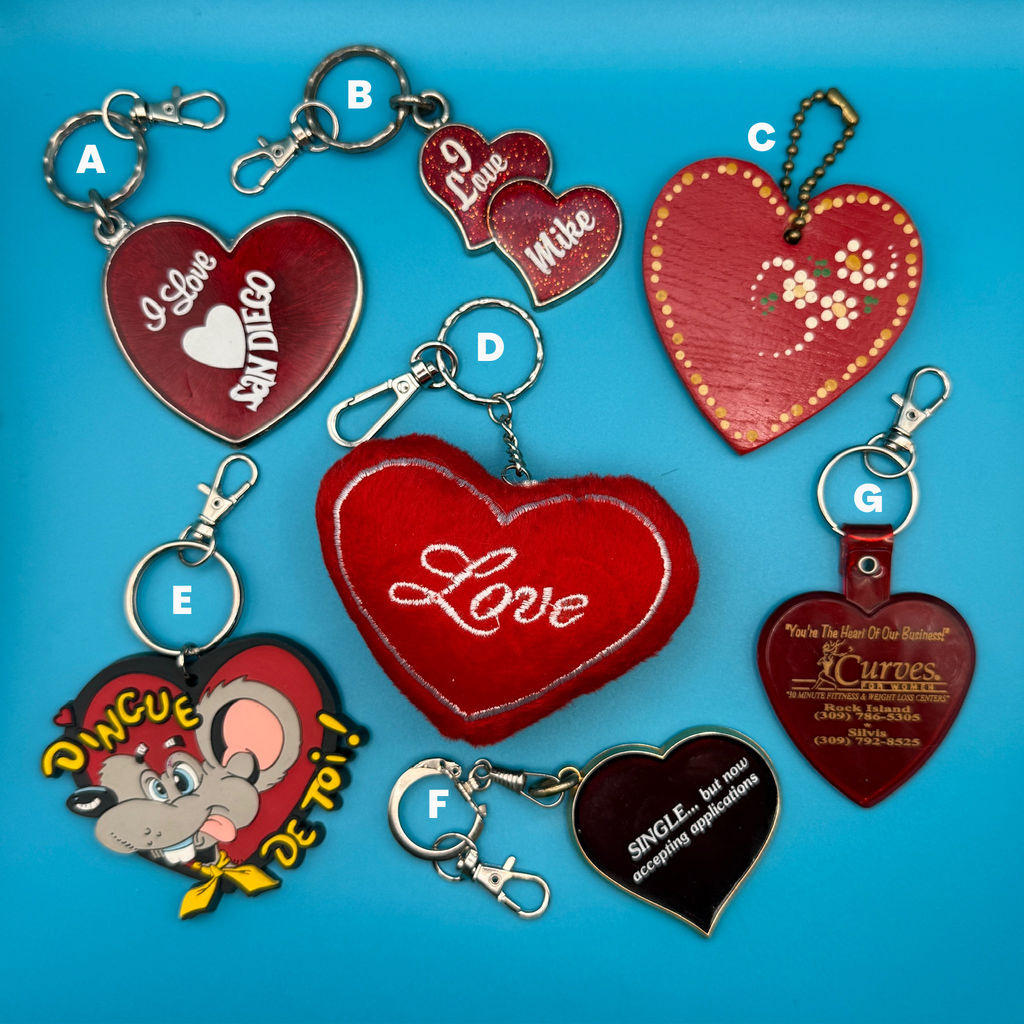 Vintage Red Heart Valentines Keychains & Bag Charms: You Pick