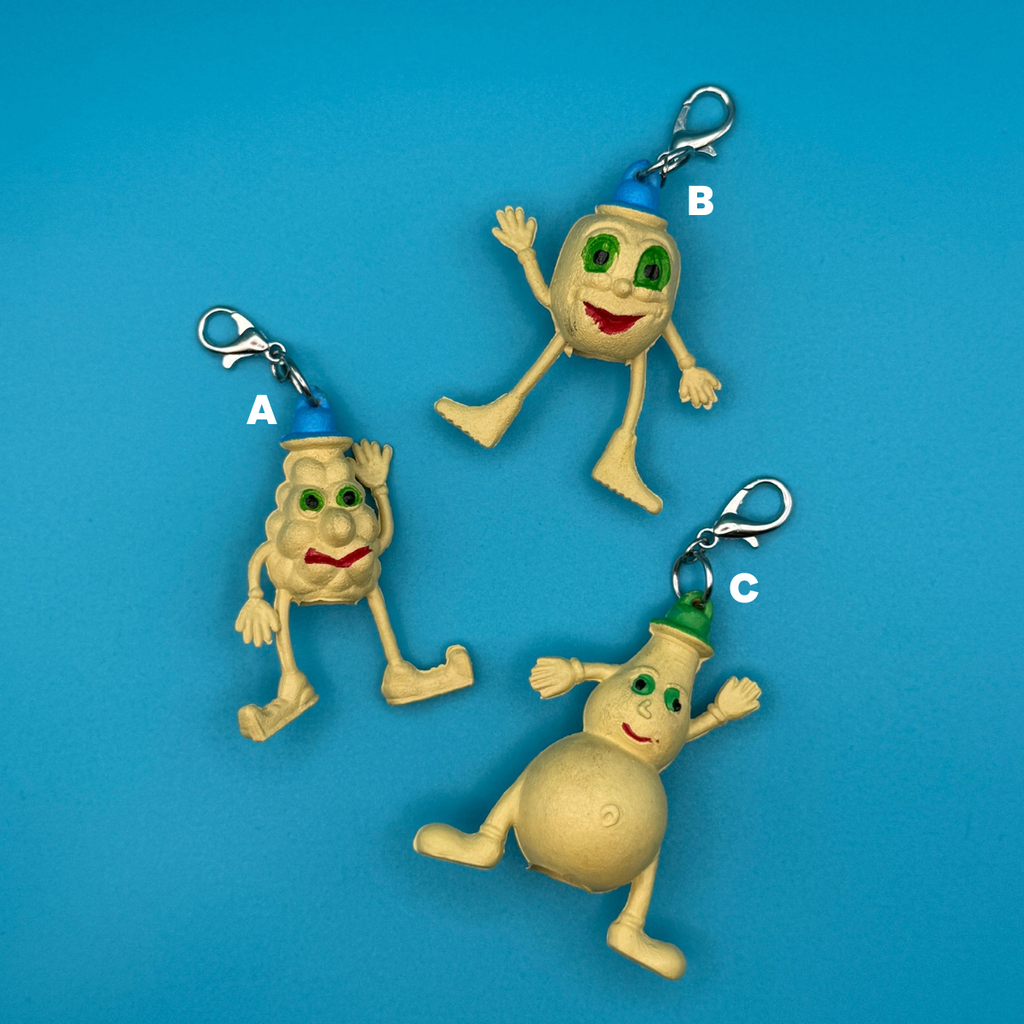 Vintage 80s Munch Bunch Mini Bag Charms: Beige