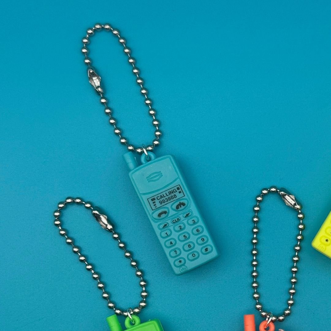 Retro Neon Plastic Mini Cell Phone -  vintage keychain vintage charms for bag nostalgia vintage keychains y2k collectible - Bag Crap