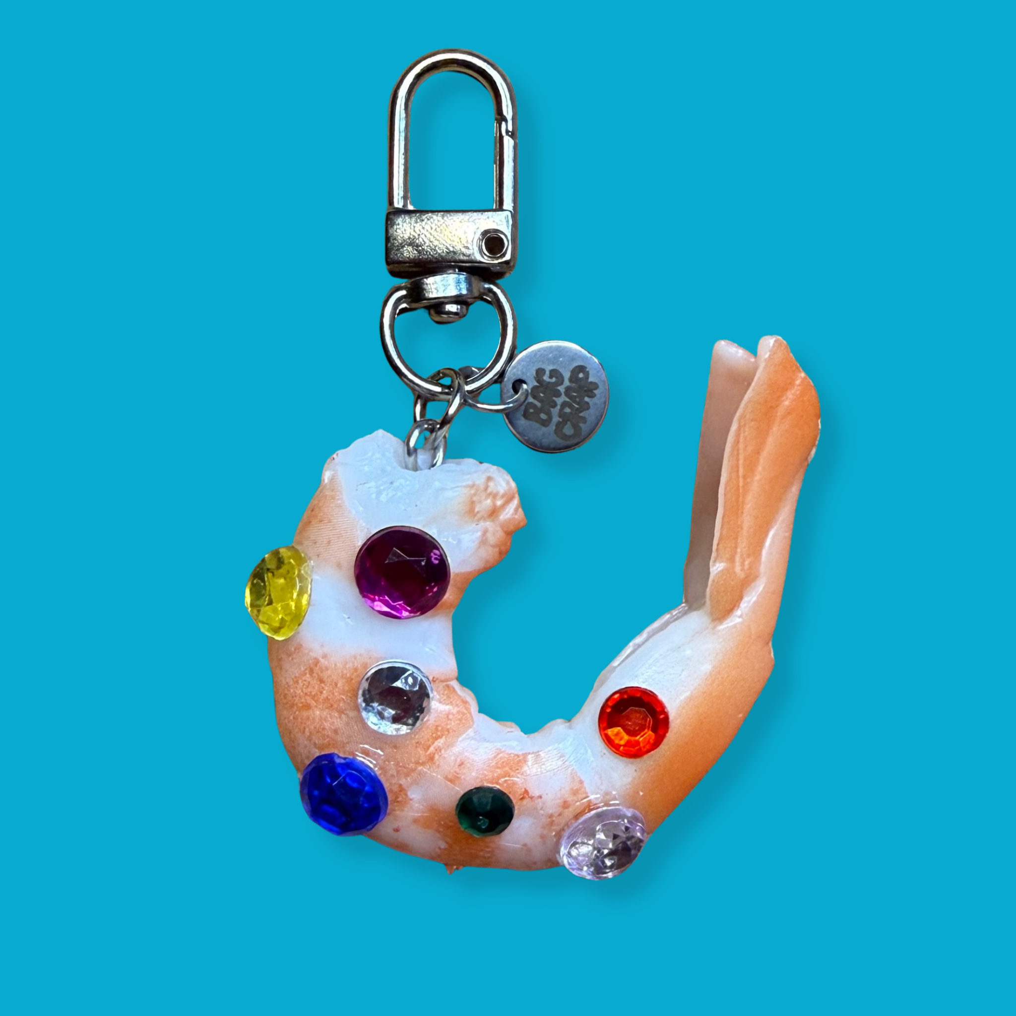 BEDAZZLED Shrimp -  vintage keychain vintage charms for bag nostalgia vintage keychains y2k collectible - Bag Crap