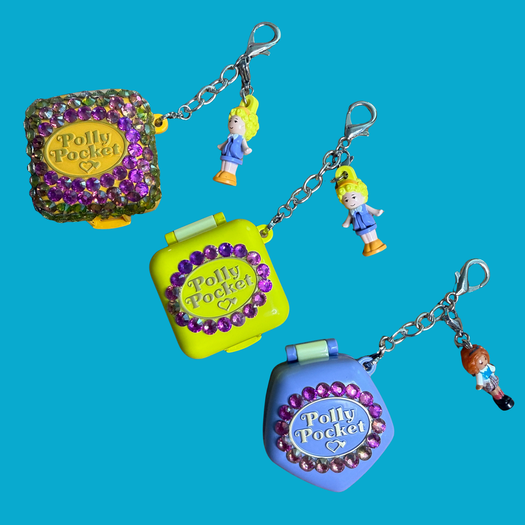 BEDAZZLED Polly Pocket Bag Charm Keychains- You Pick