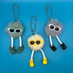Furry Walking Weirdo Pom Pom  s -  vintage keychain vintage charms for bag nostalgia vintage keychains y2k collectible - Bag Crap