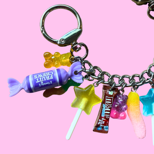 1:1 Stacked Candy   Chain - Purple/Silver - vintage bag charm chains silver nostalgia vintage y2k vintage keychain vintage charms for bag nostalgia vintage keychains y2k collectible - Bag Crap