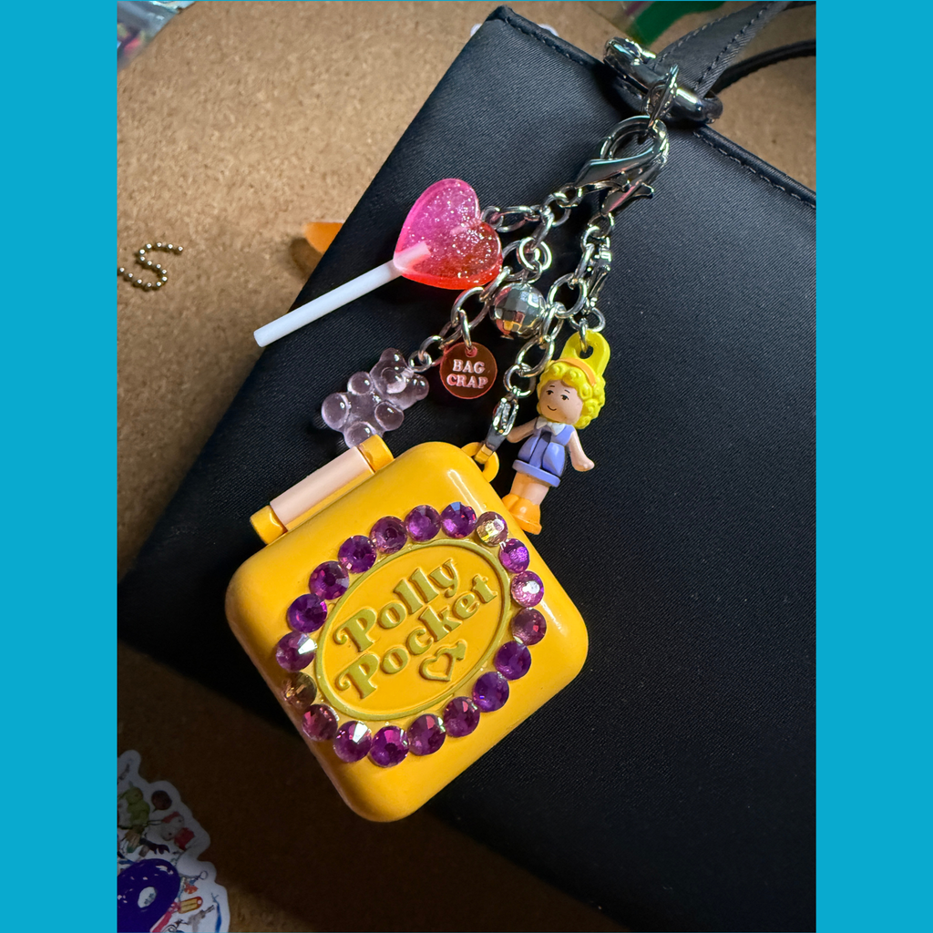 BEDAZZLED Polly Pocket Bag Charm Keychains- You Pick