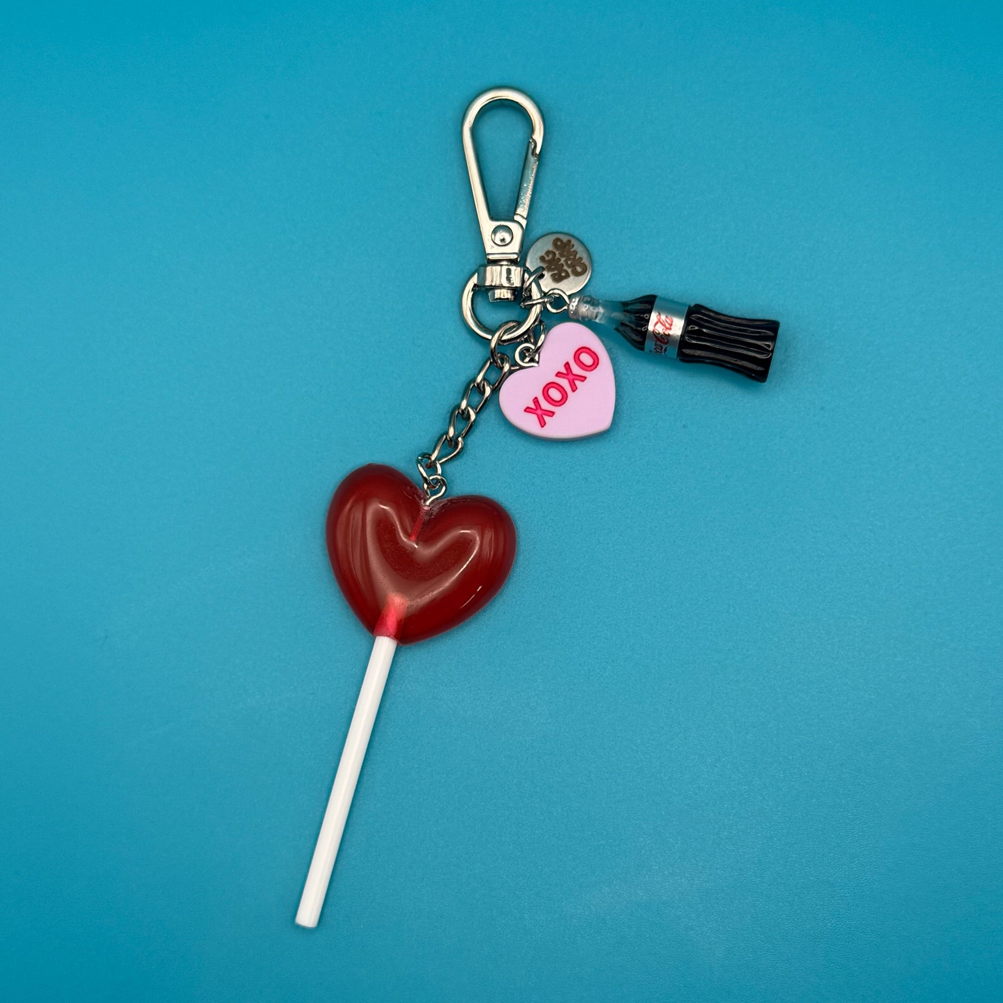 Diet Coke + Heart Lollipop Silver - vintage bag charm packs nostalgia vintage y2k vintage keychain vintage charms for bag nostalgia vintage keychains y2k collectible - Bag Crap