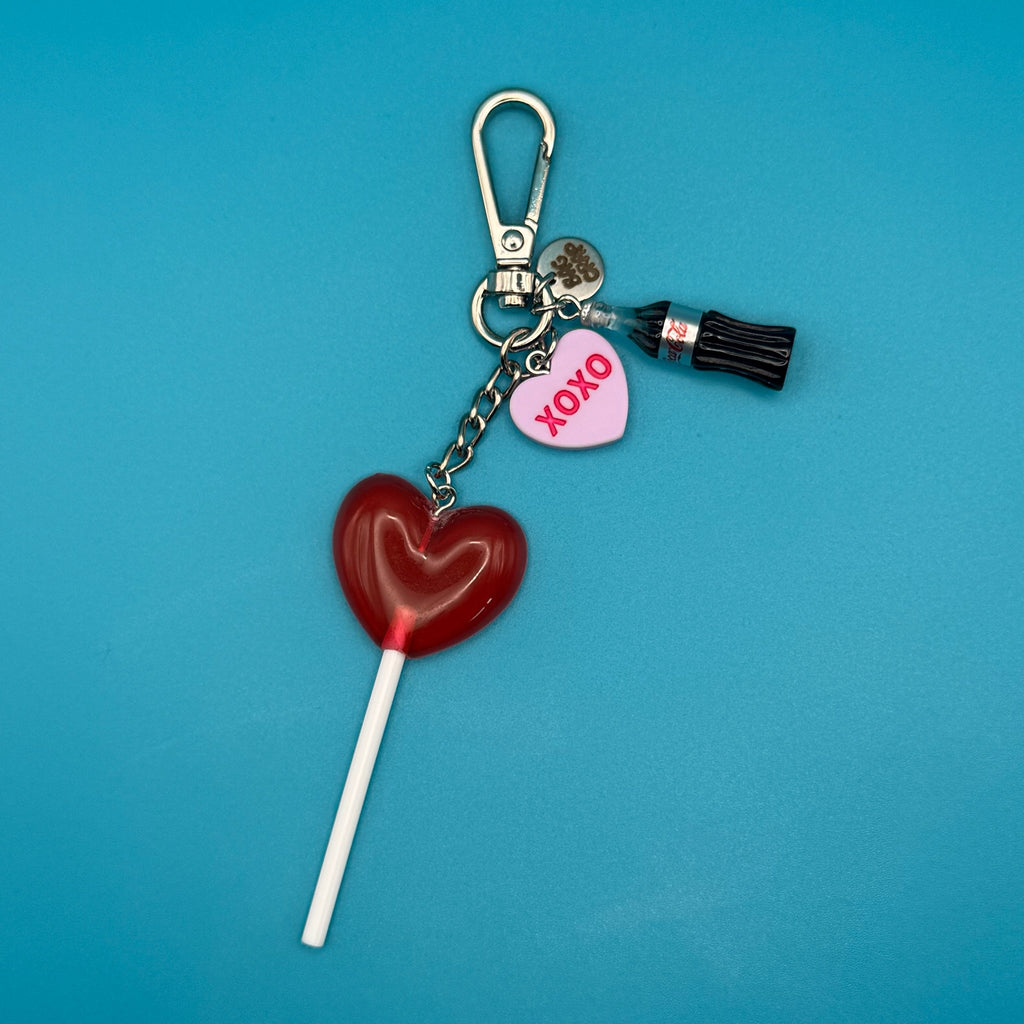 Galentine's Diet Coke Lollipop Silver Bag Charm