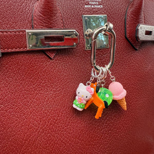 Bag Crap - Mini Sterling Silver Trinket Bag Charm Pack: Hello Kitty, Pokey, Ice Cream