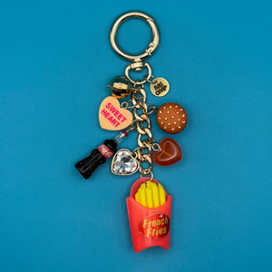 5' GOLD TRINKET BAG CHARM CHAIN- FAST FOOD - vintage bag charm chains silver nostalgia vintage y2k vintage keychain vintage charms for bag nostalgia vintage keychains y2k collectible - Bag Crap