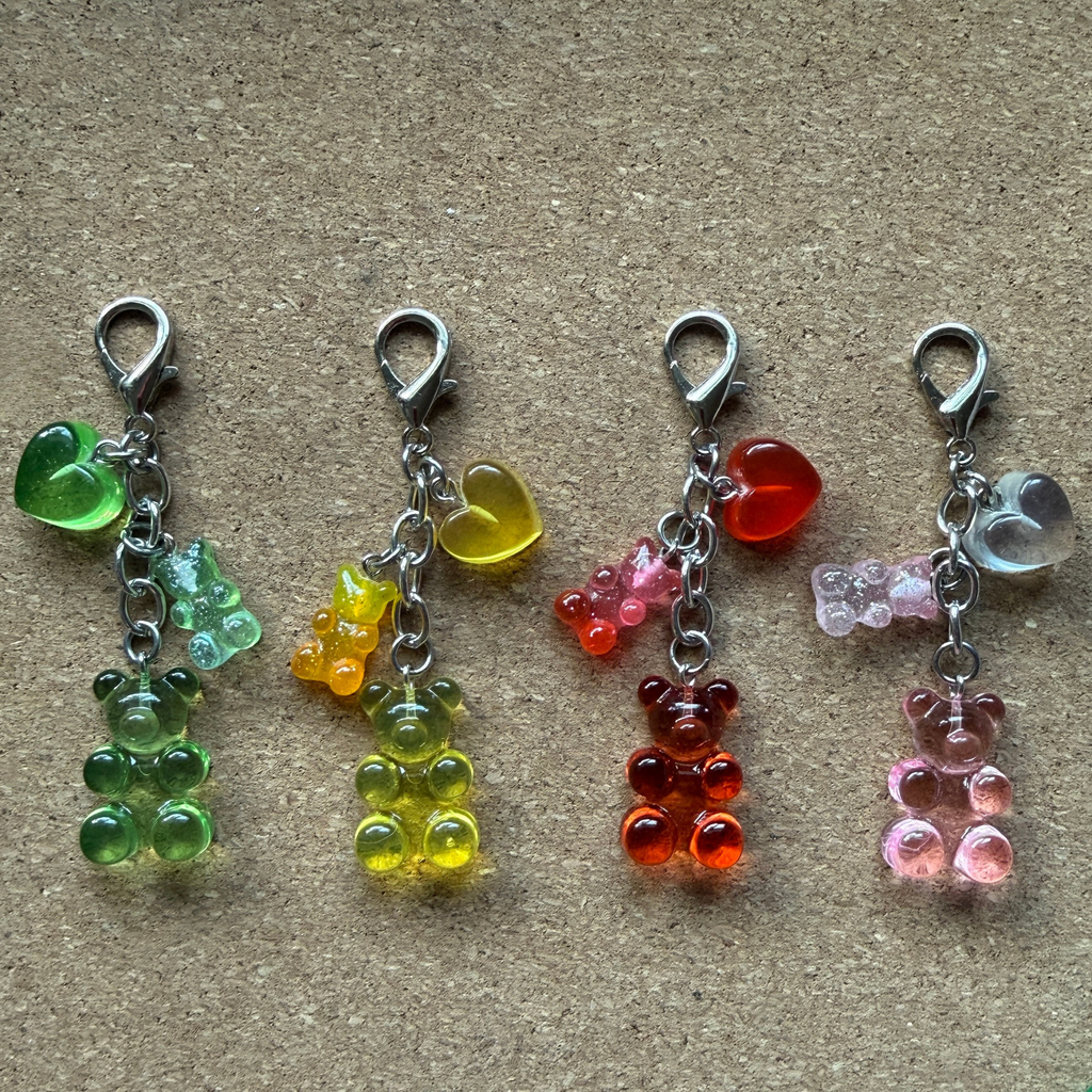 Gummy Bear Candy Mini Bag Charm - Silver
