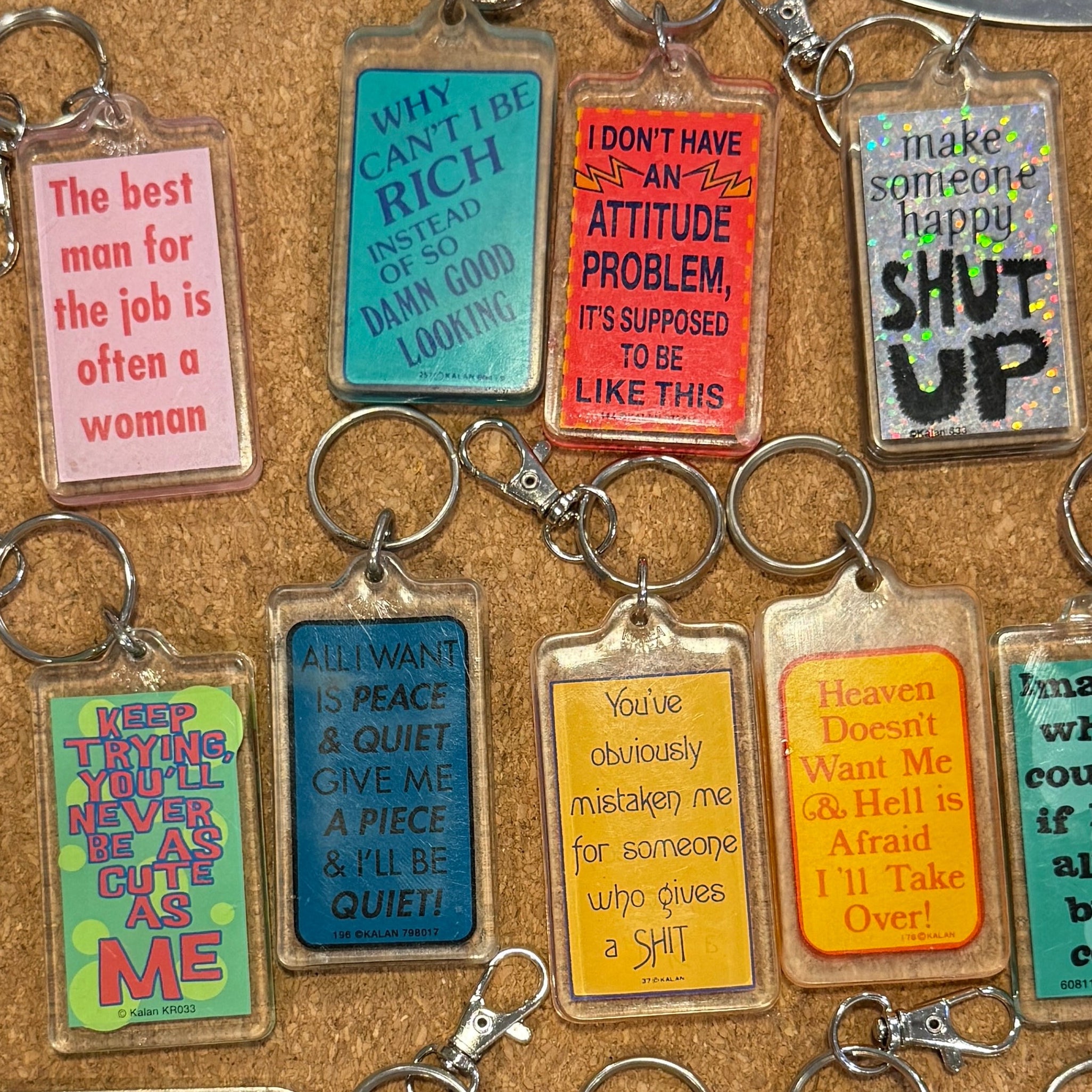 Novelty Funny Phrase s: You Pick -  vintage keychain vintage charms for bag nostalgia vintage keychains y2k collectible - Bag Crap