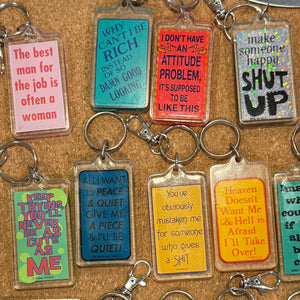 Novelty Funny Phrase s: You Pick -  vintage keychain vintage charms for bag nostalgia vintage keychains y2k collectible - Bag Crap
