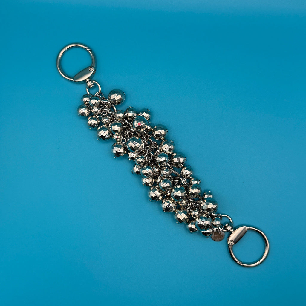 Handcrafted Disco Ball Silver Bag Charm Chain