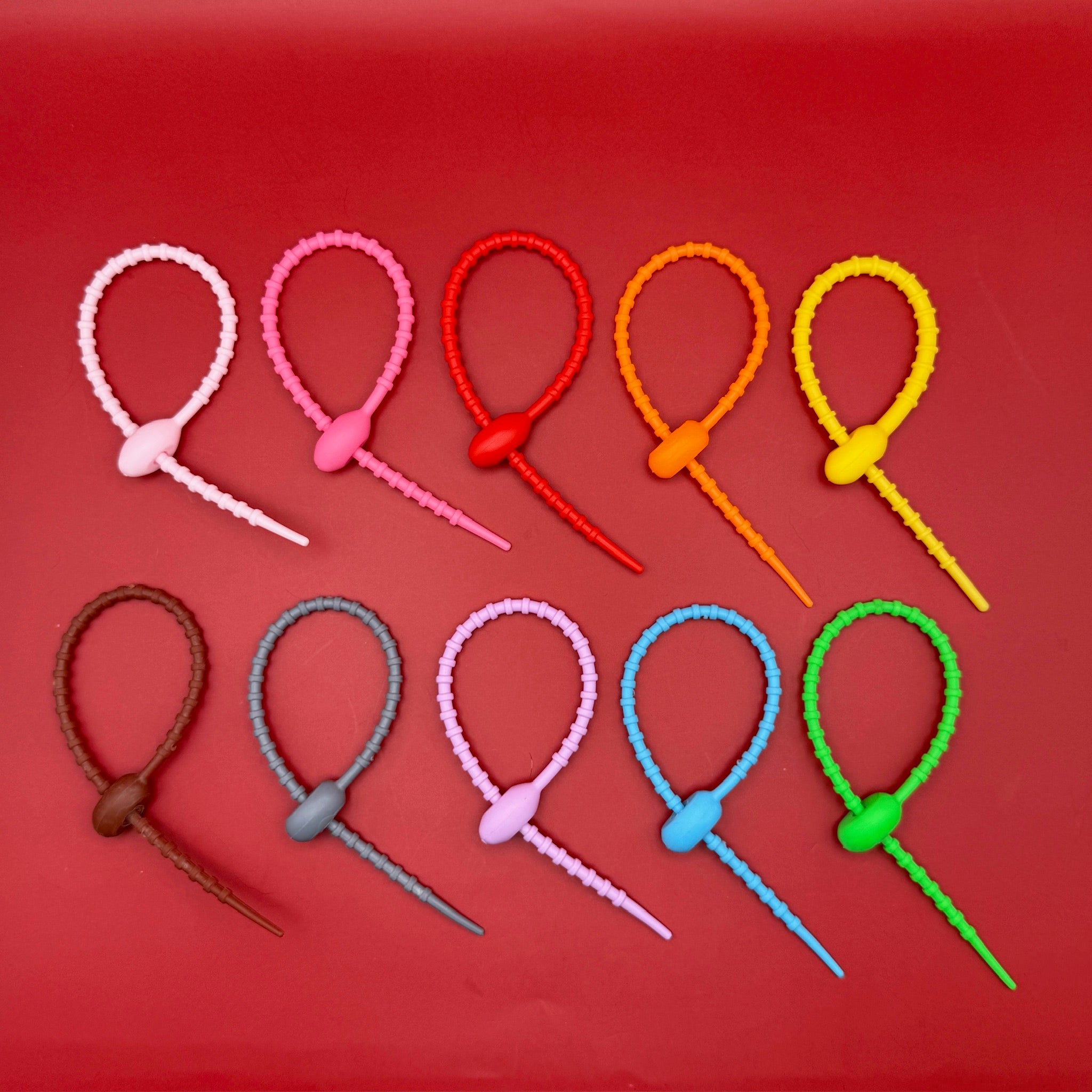Rubber Zip Tie    Attachments: Primary Colors - clips carabiners charms keychains bag designer vintage keychain vintage charms for bag nostalgia vintage keychains y2k collectible - Bag Crap