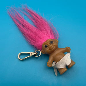 Troll Doll  : Pink Hair Diaper Baby Troll - troll charms troll keychains vintage keychain vintage charms for bag nostalgia vintage keychains y2k collectible - Bag Crap
