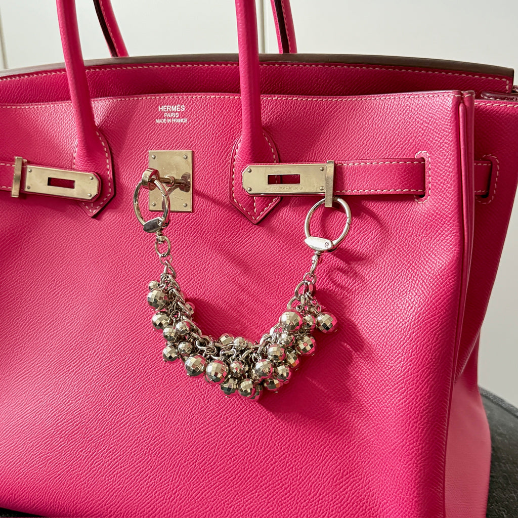 Handcrafted Disco Ball Silver Bag Charm Chain