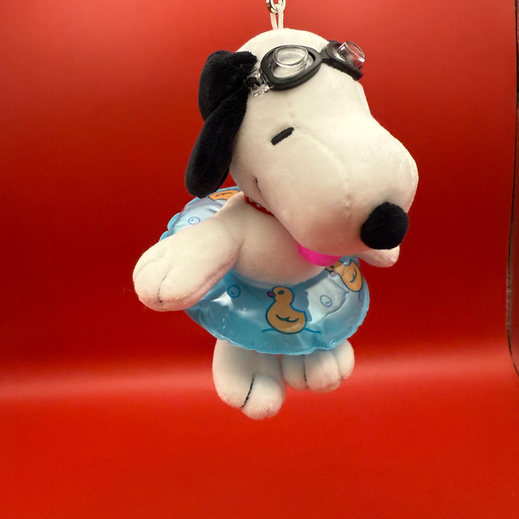 6” Snoopy Plushie Bag Charm with Blue Pool Float & Goggles