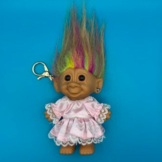 SALE: VTG Troll Doll  : Rainbow Hair, Gold Hardware - troll charms troll keychains vintage keychain vintage charms for bag nostalgia vintage keychains y2k collectible - Bag Crap