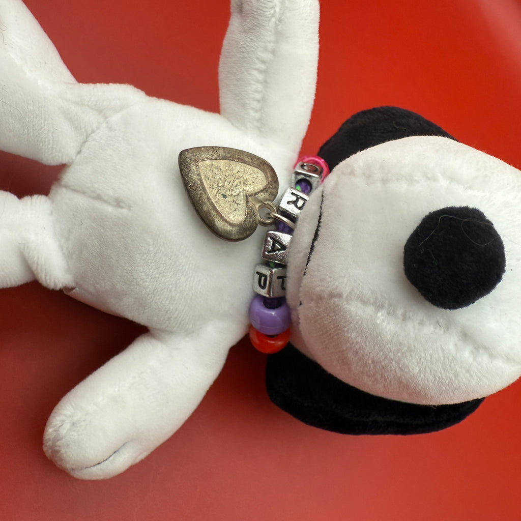 6” Snoopy Plushie Bag Charm with Vintage Trinket Necklace