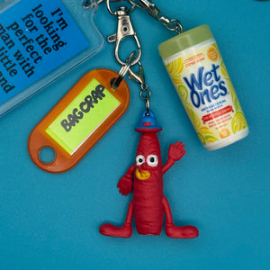 Comedy  + Wet Ones   Set - vintage bag charm packs nostalgia vintage y2k vintage keychain vintage charms for bag nostalgia vintage keychains y2k collectible - Bag Crap
