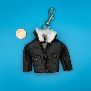 ‘80s Black Faux Leather & Shearling Jacket -  vintage keychain vintage charms for bag nostalgia vintage keychains y2k collectible - Bag Crap