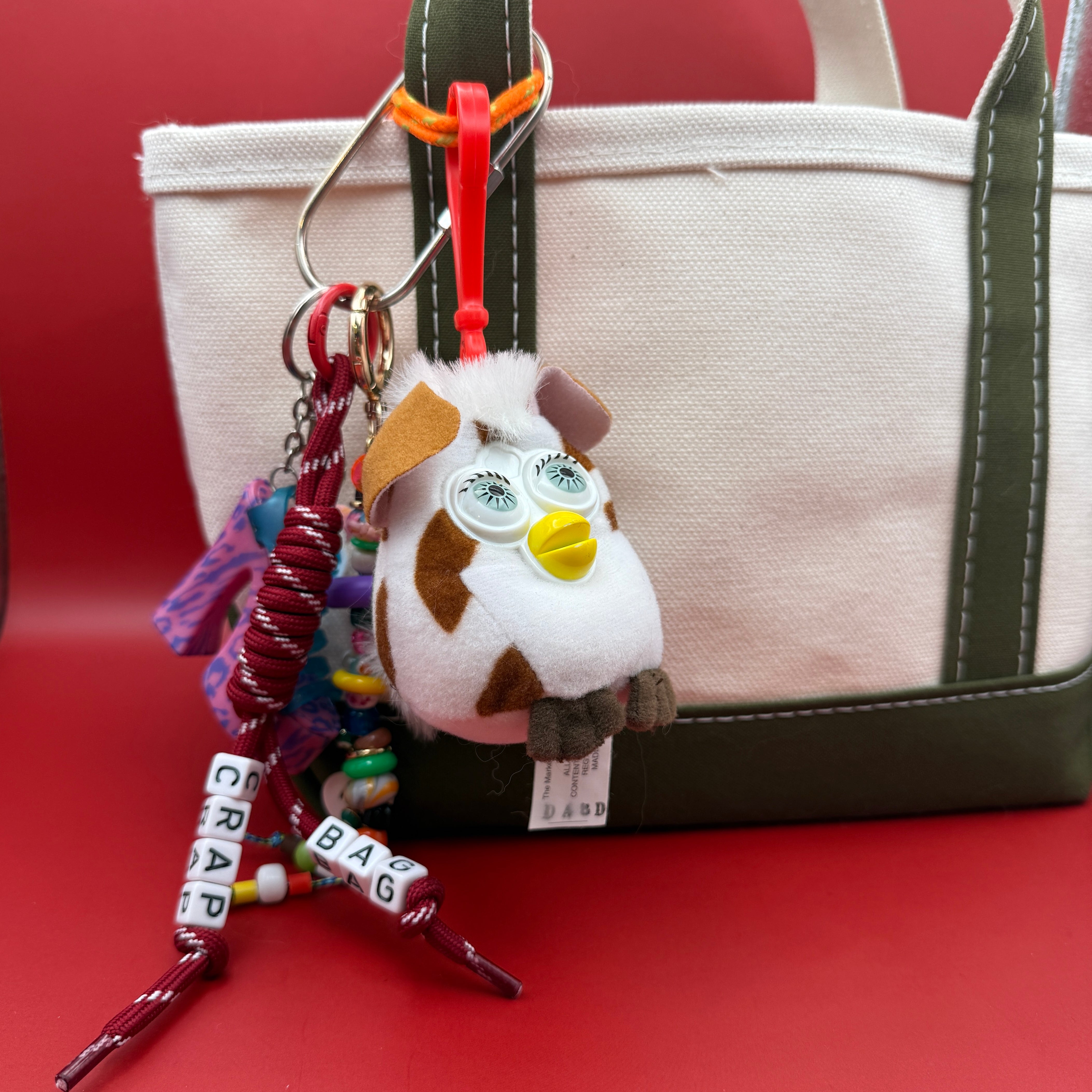 Cow Print Furby -  vintage keychain vintage charms for bag nostalgia vintage keychains y2k collectible - Bag Crap