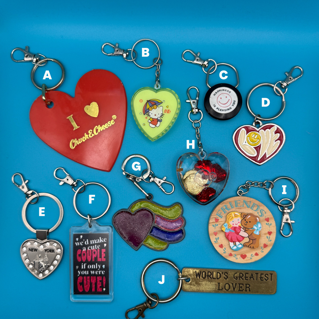 Vintage 1970s-2000s Valentines Keychains & Bag Charms: You Pick