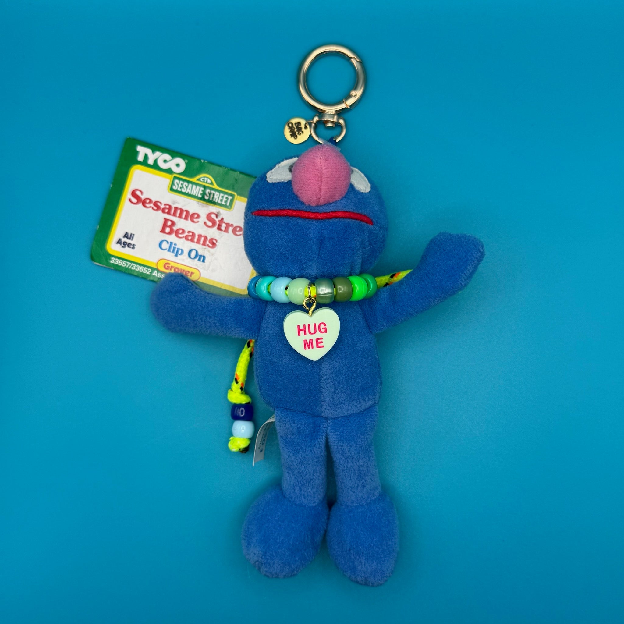 Grover Plush   - Heart Necklace -  vintage keychain vintage charms for bag nostalgia vintage keychains y2k collectible - Bag Crap